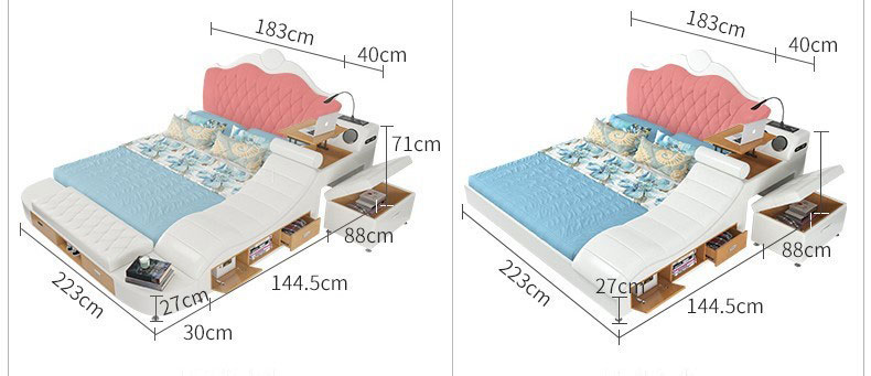 Kích thước giường thông minh GTM18  phiên bản giản lược